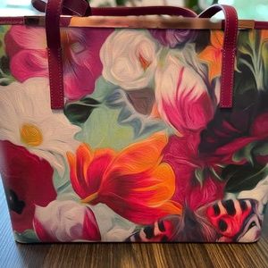 Ted Baker Floral Leather Crosshatch tote